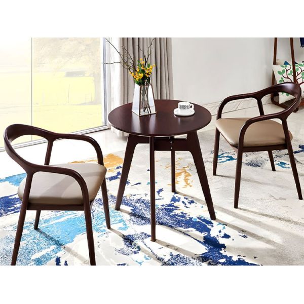 Dining Room Set Vintage Walnut Nordic Solid Wood Dining Chair Leather Luxury Wooden Chairs Modern Room Dining Table Seating