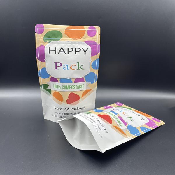 OEM Compostable Packaging Bags Kraft Paper Metal PLA Stand Up Zipper Pouch
