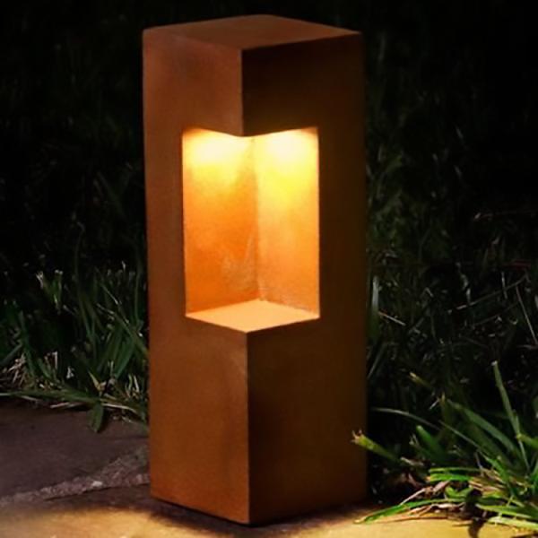 10W Solar Bollard Garden Lights Powder Coated Or Rusty Finish Corten Steel