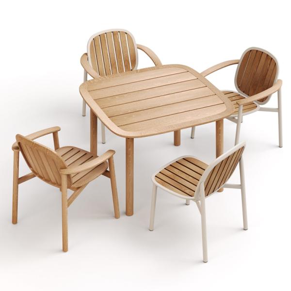 Pastoral Teak Outdoor Dining Sets Table And Chairs For Coffee Time