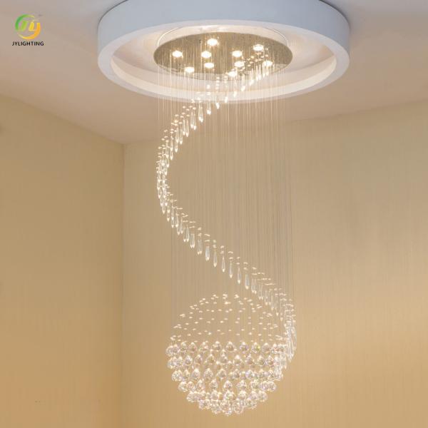 JYLIGHTING Duplex Home Staircase Crystal Chandelier Hotel Villa Spiral Simple Living Room LED Ceiling Light