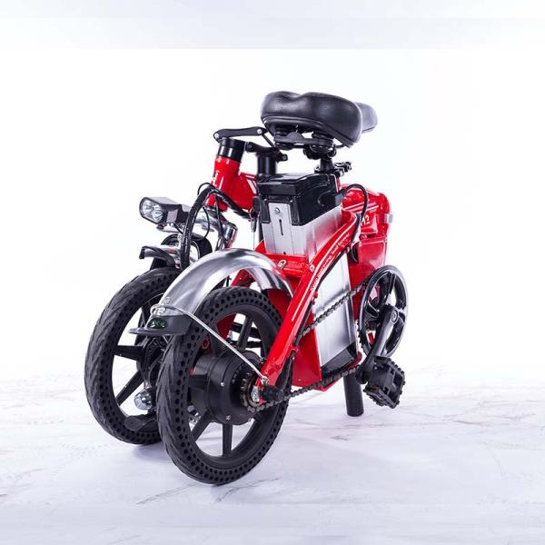 Red 14 Inch Portable Electric Bike , Mini Electric Touring Bike One Speed