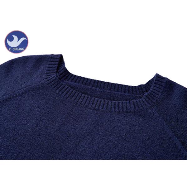Rayon Round Neck Womens Knit Pullover Sweater Reglan Sleeves Side Slit Lady Clothing