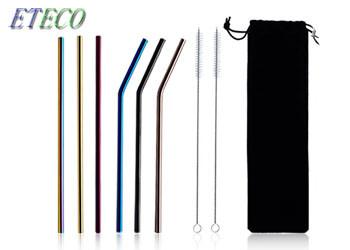 Washable Birthday Party Stainless Steel Cocktail Straws Rainbow Rose Gold