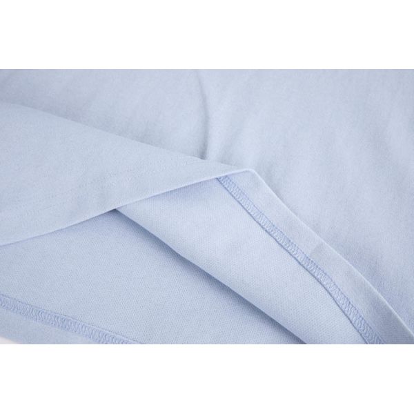 Women's Light Blue Long Sleeve Polo Top with Breathable Piqué Knit and V-Neck Placket