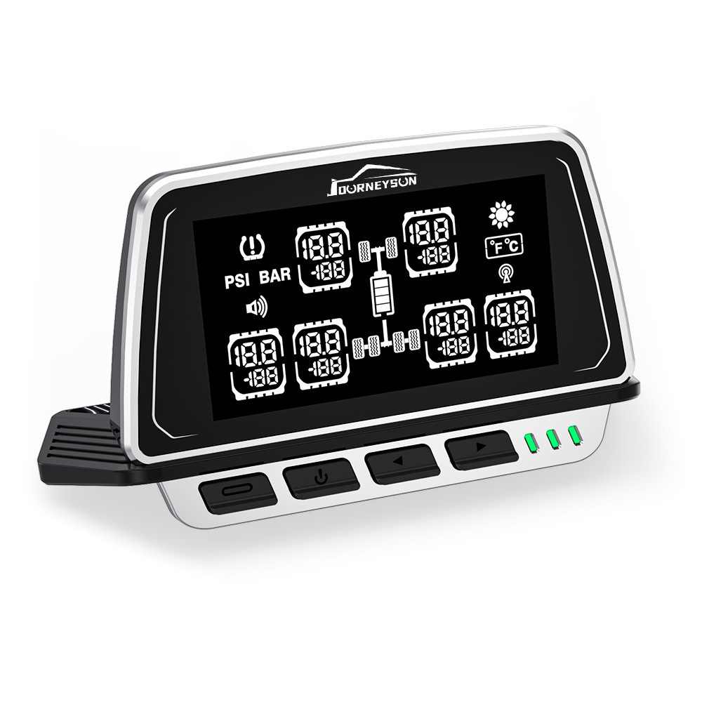 Large Screen Display Solar Powered High Quality Tire Pressure Temperature Monitor 6 Wheels Color Screen Design Built-In External