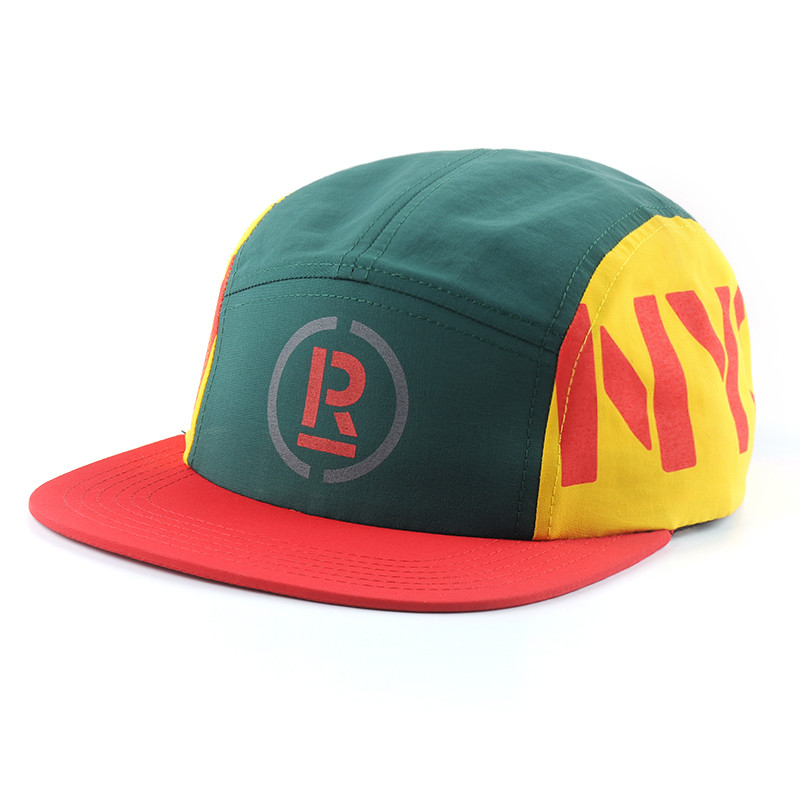 Oem Running 5 Panel Camp Caps Lightweight Custom Embroidery Logo All Over Printing