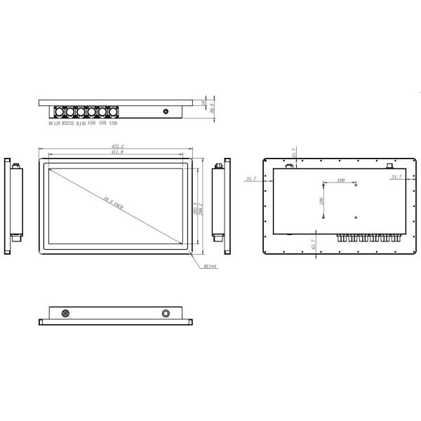 18.5 Inch Waterproof Stainless Steel Panel Outdoor PC 1000 Nit Sunlight Readable