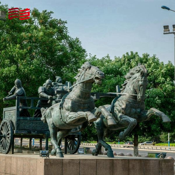 Regional Feature Cast Copper Sculpture of Chinese Bronze Carriage for Urban Landscape