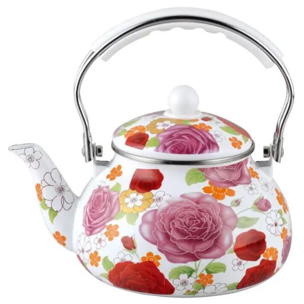 Handmade 2.5L Enamelware Kettle Featuring Tube Handle Enamel Coffee Tea Pot Carbon Steel Designed South American Market