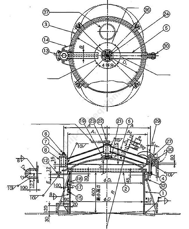JIS F 2320 Type B Horizontal Opening Cargo Oil Tank Hatch Cover | Marine Outfitting