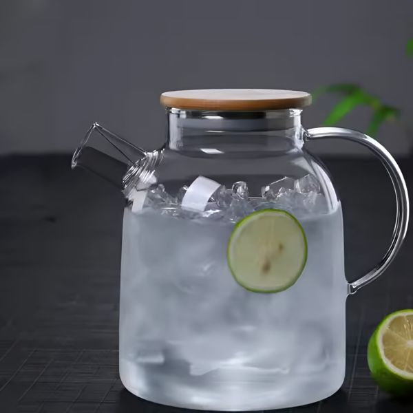 1L 1.8L High Borosilicate Glass Kettle With Handle Mental Lid Filter Large Capacity