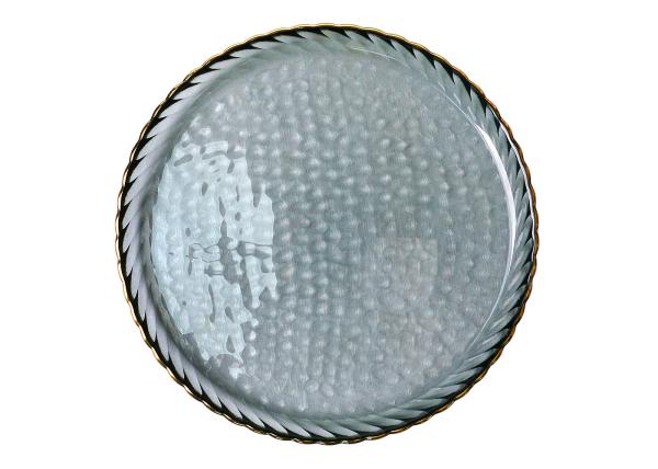 Kitchen Hammpered Gold Rim Crystal Glass Plates 22cm Handmade Dinner Plate