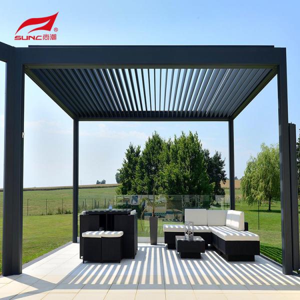 Pergola de jardim de aço inoxidável de liga de alumínio motorizada moderna 6063