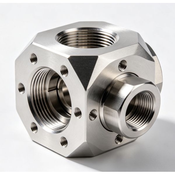 CNC Machined Stainless Steel 304 Valve Body with Precision Internal Boring for Industrial Fluid Systems