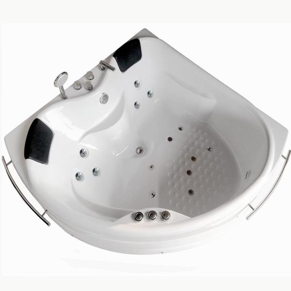 Black Corner Whirlpool Massage Bathtub With Glass Bubble Ozone Indoor