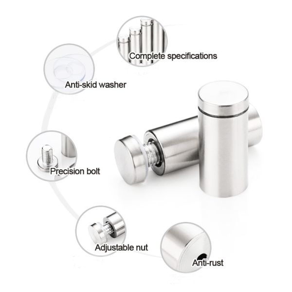 Metal Advertising Display Sign Standoff Stainless Steel Glass Holder High Strength