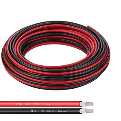 L'extension picovolte solaire de 10AWG 6mm2 câblent le câblage cuivre bidon rouge noir de 50FT