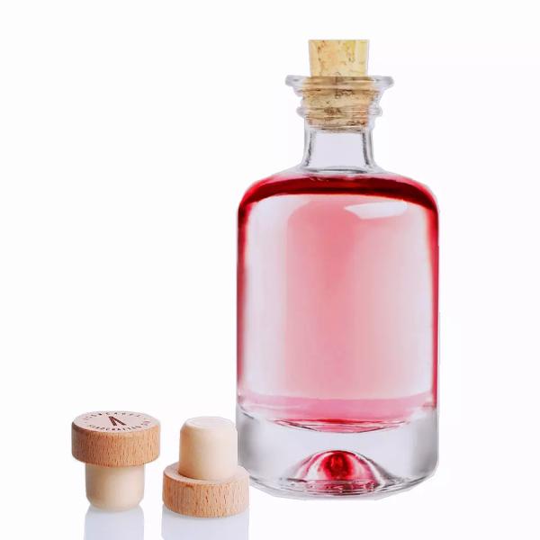 Clear Empty Short Alcoholic Gin Liquor Bottle With Cork Stopper for Glass Products