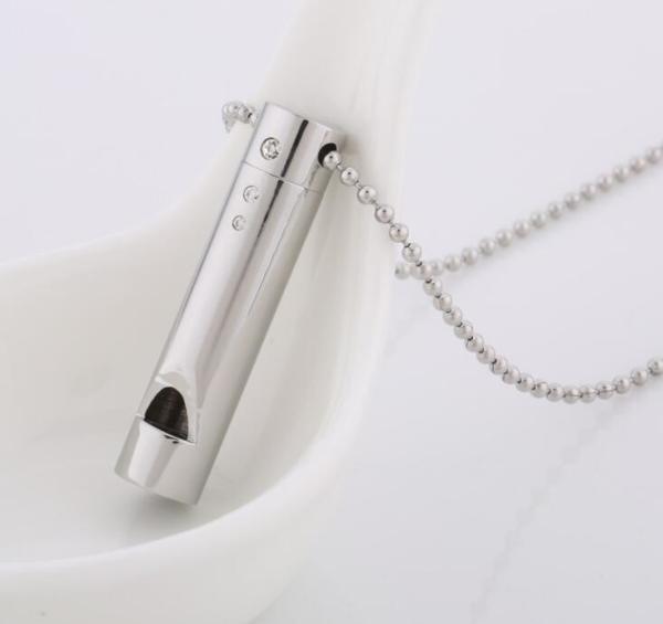 Safety Whistle Necklace,  Whistle Pendant Necklace in Silver color, Bead Chain Necklace