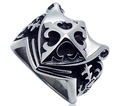 Scout flower pattern Cross Shield Men's Rings Fashionable essential titanium steel ring