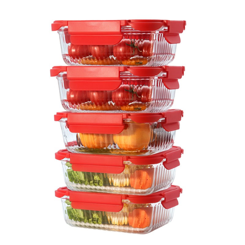 BPA-Free Microwave-Safe Glass Lunch Boxes Food Storage Set Leakproof Meal Prep Containers with Lids