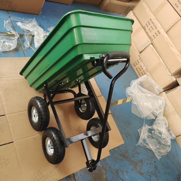 Single Handle Garden Dump Truck 10 Inch 350-4 Pneumatic Tire Wheels 75L Capacity Garden Cart