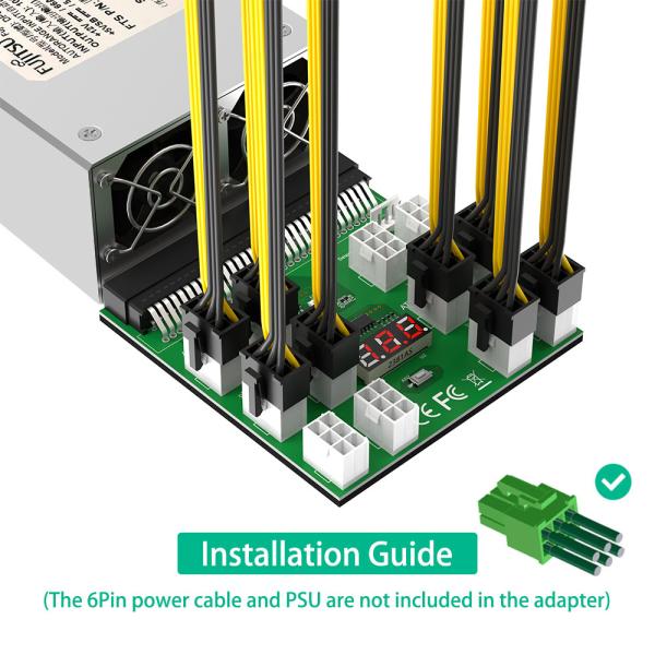 Version de mise à niveau Adaptateur de carte d'alimentation avec 12 PCS ATX 6Pin connecteur d'alimentation pour ETH Bitcoin Ming