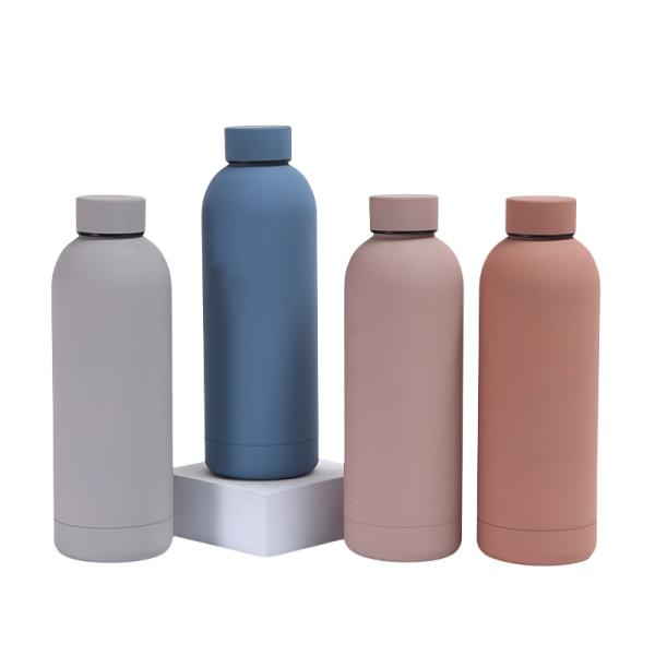 500ml Stainless Steel Drinking Bottles Metal Insulated Macaron Color Rubber Painting  For Outdoor Adventures