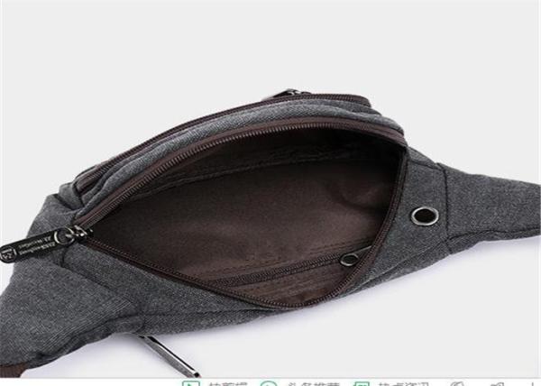 Black Sports Mens Waist Bags Barrel Shaped  With Ears Line Hole