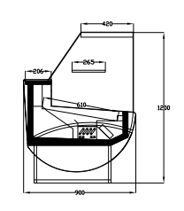 Réfrigérateur étroit en acier inoxydable avec verre droit à l'avant