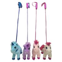 rosa de passeio Unicorn Stuffed Animals do canto de 7.87in & brinquedos do luxuoso com vara retrátil