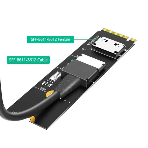 M.2 NVMe PCIe 4.0 X4 to OcuLink SFF-8612 4i Host Adapter with 64Gbps Data Transfer for SSD and eGPU