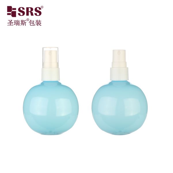 Q150H78N20 Cute Ball Shape Custom Blue Color PET Plastic Sprayer Bottle With Fine Mist For Perfume