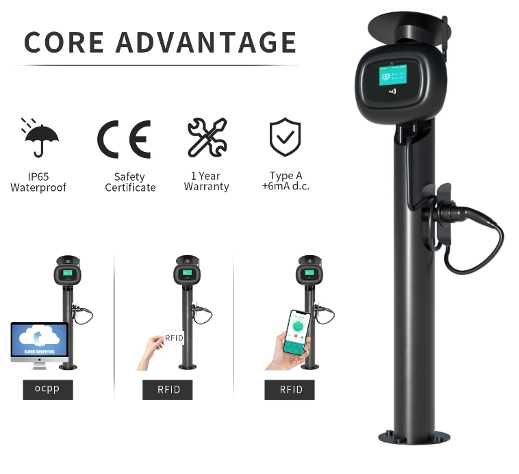 OEM 3.7KW-22KW Ac Wallbox Ev Автомобильная зарядная куча с подставкой типа 1 или типа 2