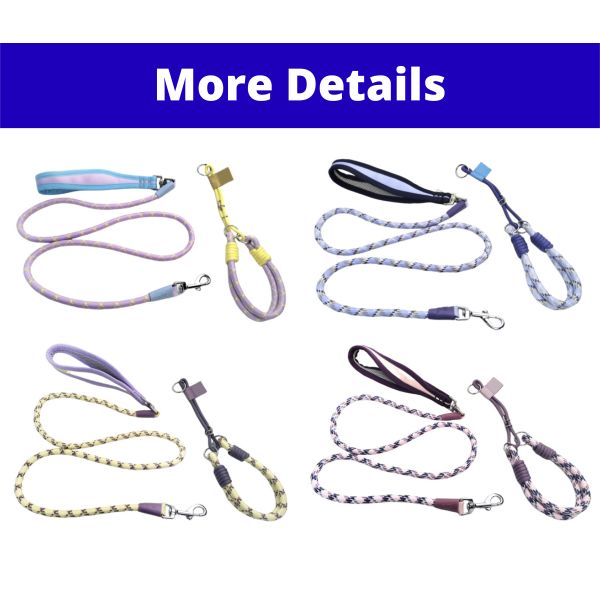 Juego de correa y collar para mascotas de nailon duradero, resistente, ajustable y cómodo para perros y gatos