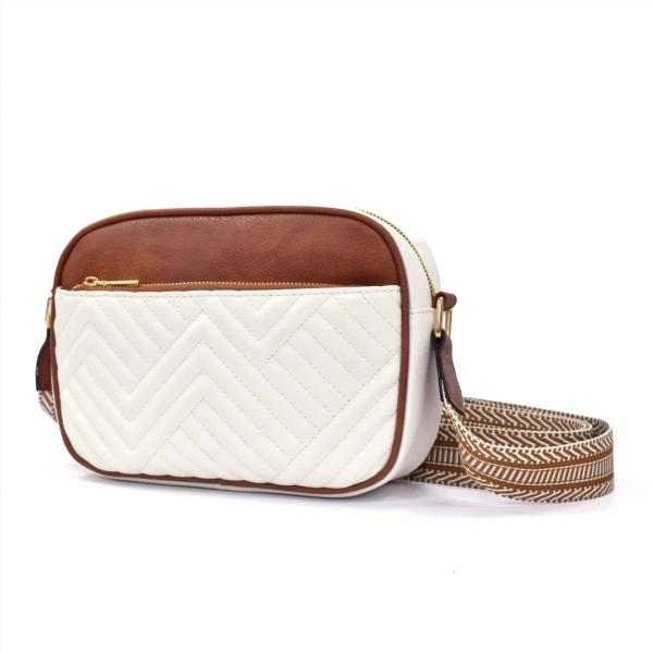 HOT QUILTED EMBROIDERY CHECK COLOR MATCHING VINTAGE SHOULDER BAG ZIPPER STRAP CROSSBODY BAG PURSE SMALL SQUARE BAG