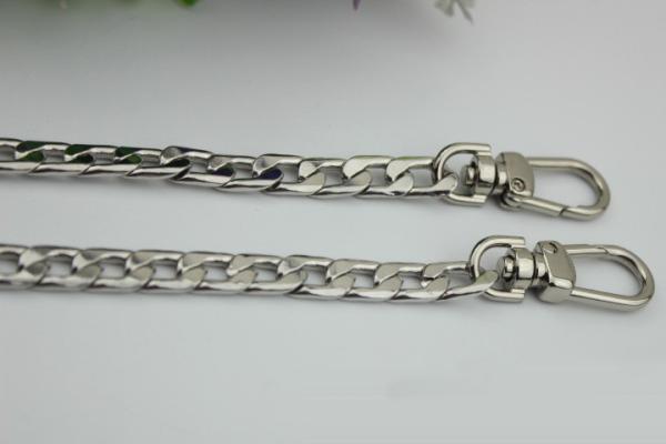 High quality iron material full length 120 mm flat shape gold chain sling bag with snap hooks