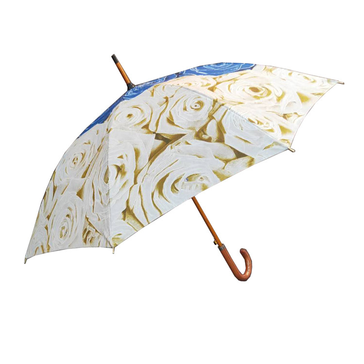 Windproof прямой зонтик с деревянной ручкой формы j