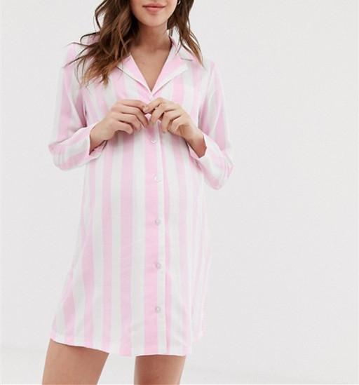 Office Wear Womens Maternity Clothes Long Pregnancy Shirt Dress Striped Point Collar
