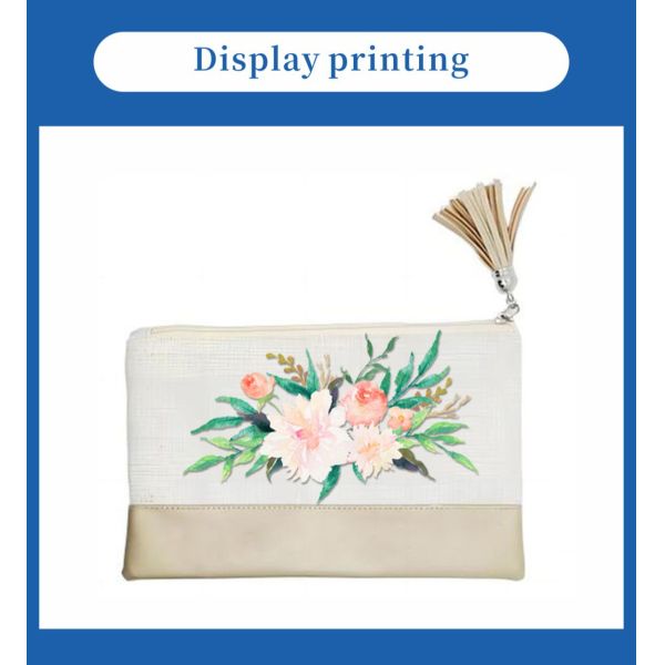 Custom Linen Sublimation PU Leather Cosmetic Bag for Women Personalized Logo Daily Travel Novelty Gift