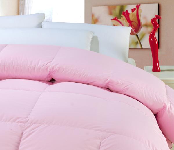 50% White GOOSE Down Pink Cotton Quilt / Duvet Double Stitched Piping for Hotel