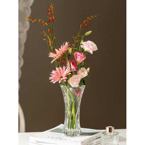 Tulip Shaped Glass Vases Machine Pressed 19.8cm Height Crystal Glass Flower Vase