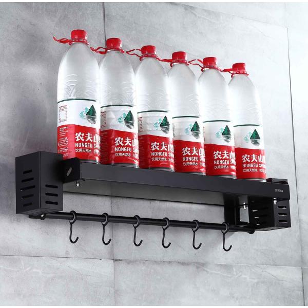 Matte Black Wall Mounted Utensil Holder , SUS304 Spice Shelf Organizer