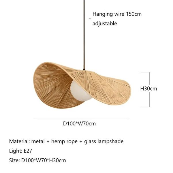Art Hanging Wicker Lamp Bedroom Parlor Hotel Nordic Rattan Wabi Sabi Pendant Light(WH-WP-101)