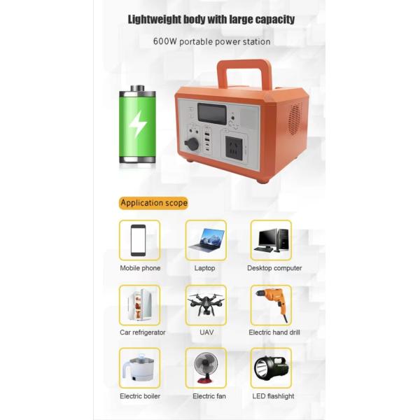 Solar Outdoor Portable Generator LiFePO4 600w Portable Power Station