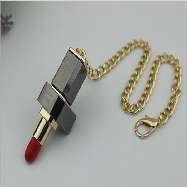 2019 Latest fashion leather bag ladies handbag light gold decorative lipstick locks with metal chain