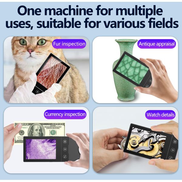 Digital Square Screen Vision Machine 4 Gear Magnification with Multi-light Source Memory Card Support