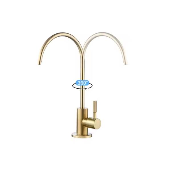 Single Handle Kitchen Sink Faucet Brushed Gold Drinking Faucet Water Filter for 2024
