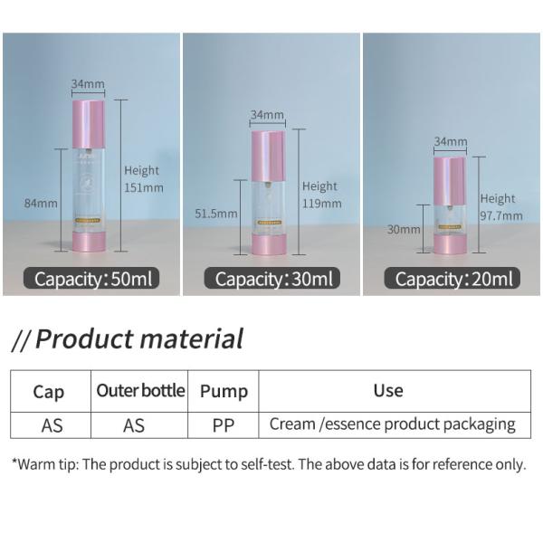 60ml Airless Bottles Pink Essential Oil Spray Bottle Transparent With Customized Logo Printing